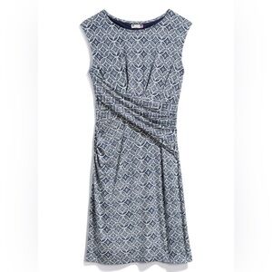Kut from the Kloth Grey and Navy Molle Knit Ruched Sheath Dress